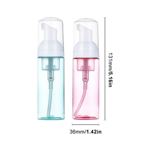 2 Pack Foam Pump Bottle, 60 Ml/2 Oz Portable Mousse Foam Soap Dispenser, Clear Mini Refillable Pump for Travel Skin Care