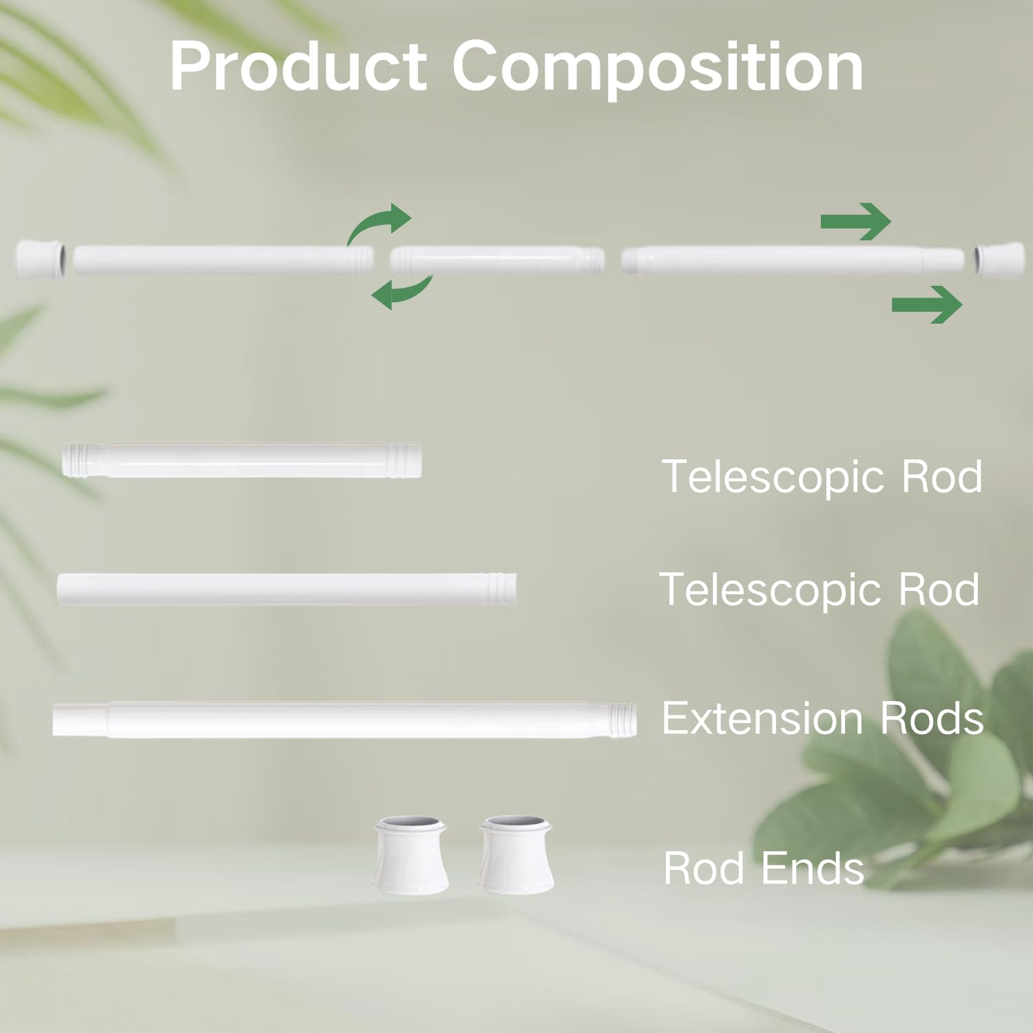 Shower Curtain Pole Extendable Curtain Rod Telescopic Spring Tension Rod Extendable Window Tension Rod Adjustable Curtain Pole No Screws for