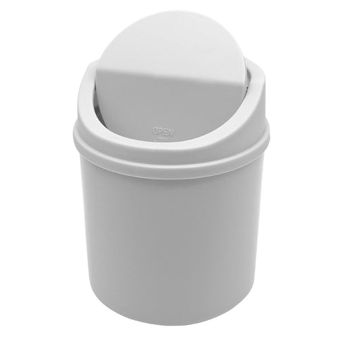 LTHERMELK Mini Desk Bin, White Plastic Desktop Trash Bin with Lid, Small Office Table Bin for Bathroom, Office, Kitchen, Bedroom