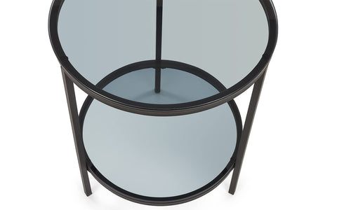 Julian Bowen Chicago End Table with Shelf, Smoked Glass - H55 x W45cm