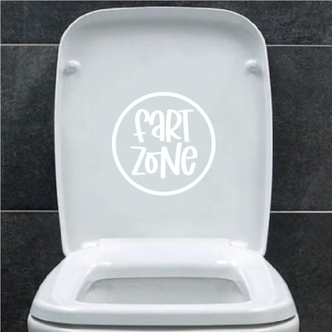Fart Zone Cute Stickers - Bathroom Décor - Toilet Sticker - Waterproof, Toilet Lid Decal - Bathroom Wall Art - Funny Car Decal (White)