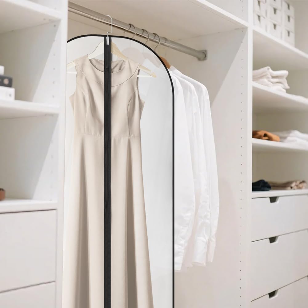 LianSinGo 2PCS Long Dress Bags Cover, 55x26 IN Garment Covers Translucent with Zipper, Waterproof Dustproof Garment Bags