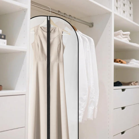 LianSinGo 2PCS Long Dress Bags Cover, 55x26 IN Garment Covers Translucent with Zipper, Waterproof Dustproof Garment Bags