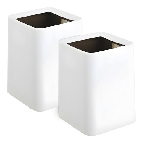 White Bathroom Bin 12L With Inner Bucket, Hidden Bag Design, 2 Pack Modern Open Top Touchless Bathroom Can, Minimalist Plastic Bin for Bedroom