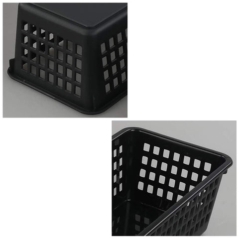 Gitany Black Plastic Baskets Set of 6, Rectangle Slim Storage Basket