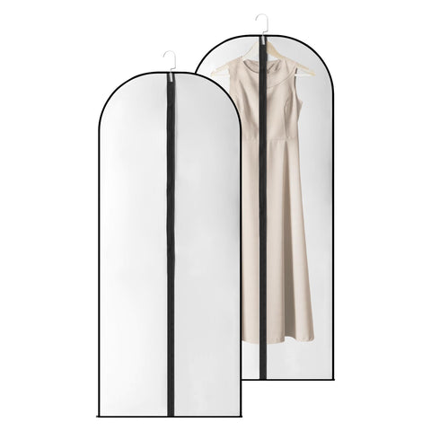 LianSinGo 2PCS Long Dress Bags Cover, 55x26 IN Garment Covers Translucent with Zipper, Waterproof Dustproof Garment Bags