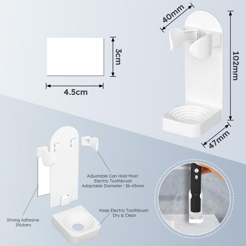 AOOHA Electric Toothbrush Holder,2 Packs Toothbrush Organizer for Bathroom