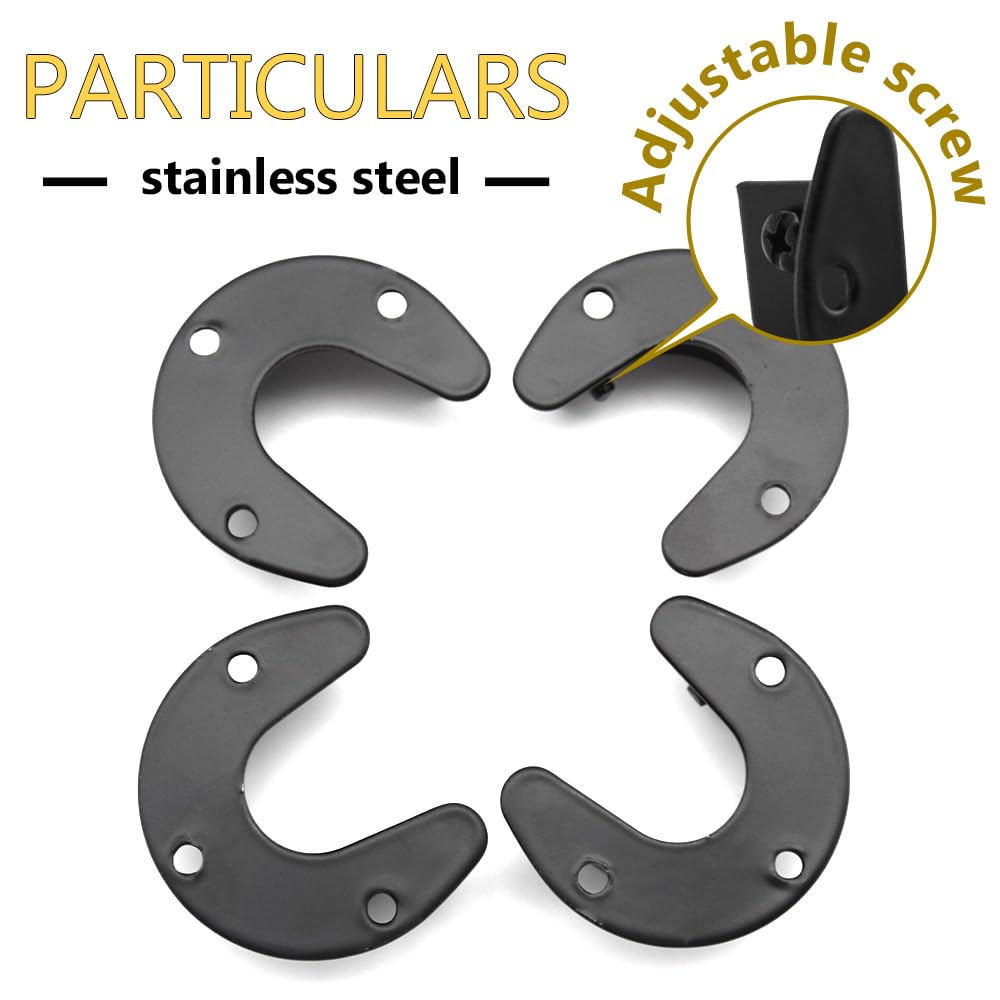 Ruidee 4PCS Flange Socket Stainless Steel U-shaped Rod Support Set for Closet, Wardrobe, Bathroom, Kitchen, etc (FL/Black/32MM)