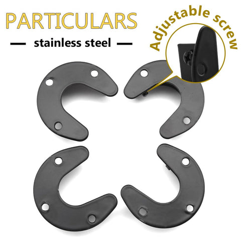 Ruidee 4PCS Flange Socket Stainless Steel U-shaped Rod Support Set for Closet, Wardrobe, Bathroom, Kitchen, etc (FL/Black/32MM)