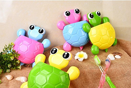 Bestga Creative Cute Cartoon Turtle Kids Wall Suction Cup Mount Toothbrush Toothpaste Holder Pencil Pen Phone Container Box Travel Organizer Plastic