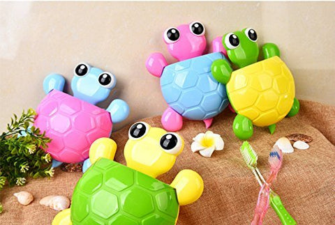 Bestga Creative Cute Cartoon Turtle Kids Wall Suction Cup Mount Toothbrush Toothpaste Holder Pencil Pen Phone Container Box Travel Organizer Plastic