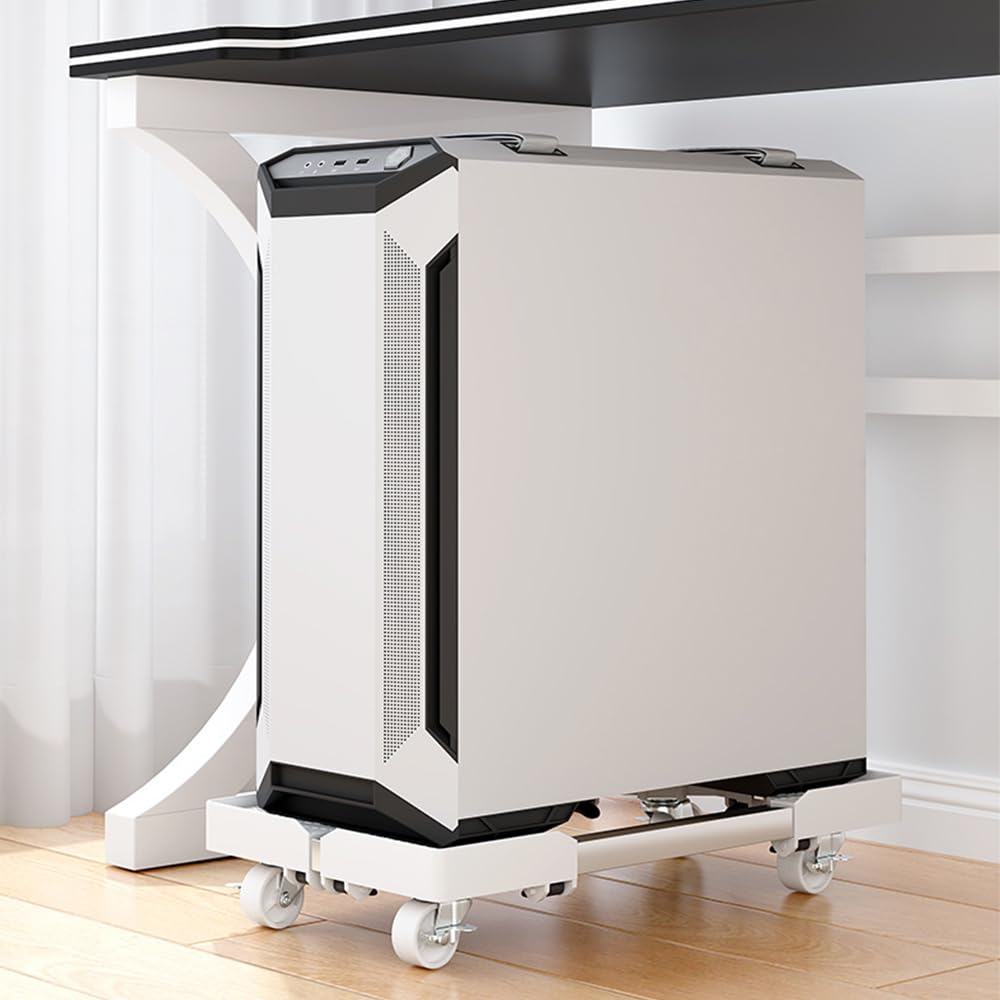 Niciksty Adjustable Computer Tower Stand with Lockable 360° Rolling Casters