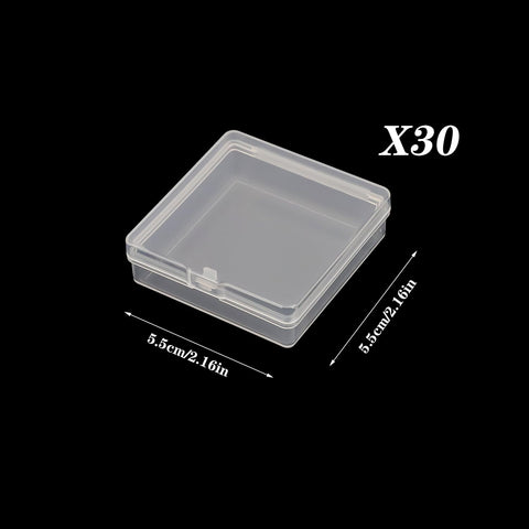 Prmape 30 Pieces Small Storage Box with Lid, 5.5 * 5.5 * 1.7cm Mini Rectangular Plastic Boxes, Mini Clear Bead Storage Containers