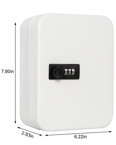 Parrency Combination Lock Key Box with 20 Hooks, Large Wall Mount Combination Lock Cabinet, 7 4/5" x 6 3/10" x 3" (Key Tags Included)