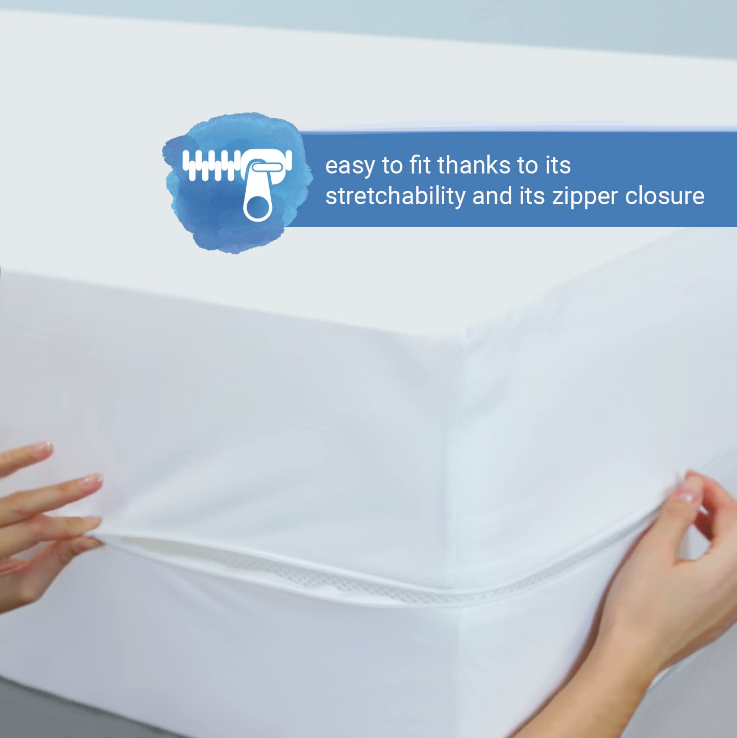 Velfont Mattress Encasement 90x190/200cm Single Size Anti-dust mite Breathable and Waterproof Zipped