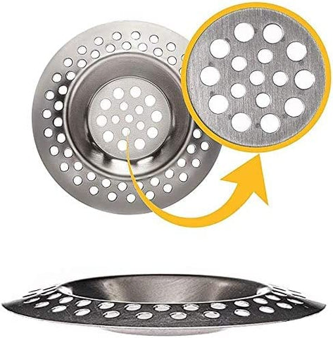 VONRUSS-UK Stainless Steel 2Pcs Kitchen Sink Strainer Plug Standard Dual Function Basket Strainer Drain Protector Sink Waste Stopper Hole Hair