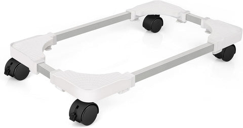 Hmseng Pc Tower Stand, Adjustable Mobile CPU Stand with 4 Rolling Caster Wheels, Fits Most PC Under Desk-White