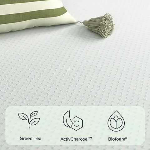 Zinus 3ft Single Mattress Memory Foam Infused with Green Tea - (90 x 190 cm) - 8'' Height - Medium Firm Orthopaedic Support - Lasting Freshness