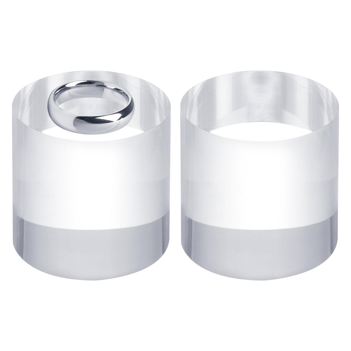 sourcing map 2pcs Acrylic Cylinder Display Blocks, 50 x 50 mm/2" x 2" Clear Jewelry Display Base Polished Cube Riser Stand Display Holder Base for