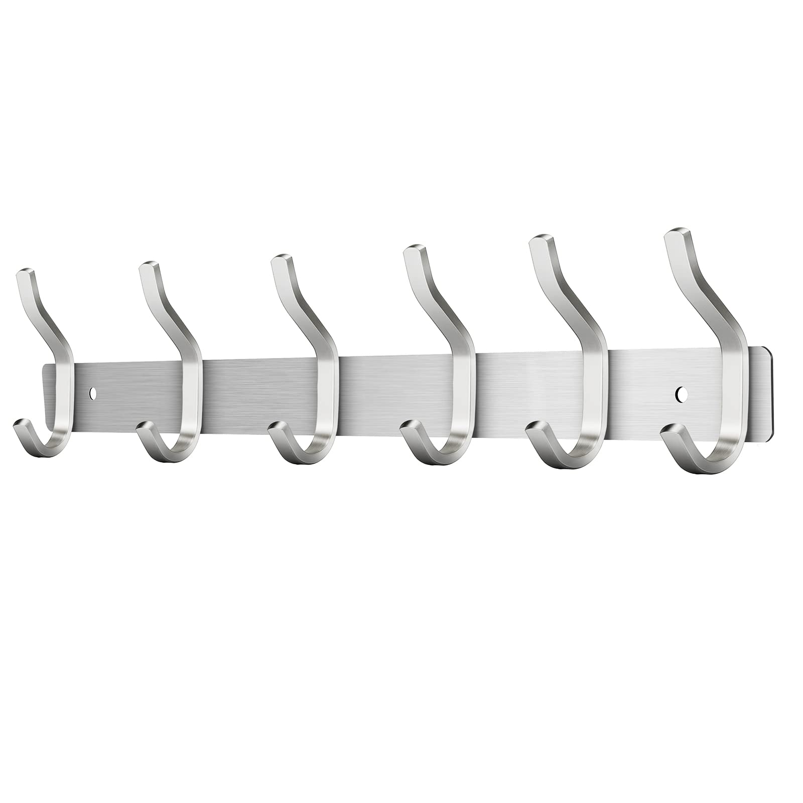 MEIJO Coat Hooks Wall Mounted, Coat Rack Wall Mounted Stainless Steel with 6 Hooks Heavy Duty Coat Hooks for Door, Bedroom, Bathroom, Kitchen