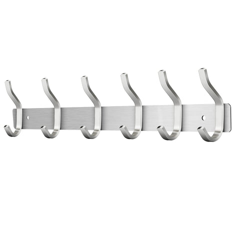 MEIJO Coat Hooks Wall Mounted, Coat Rack Wall Mounted Stainless Steel with 6 Hooks Heavy Duty Coat Hooks for Door, Bedroom, Bathroom, Kitchen