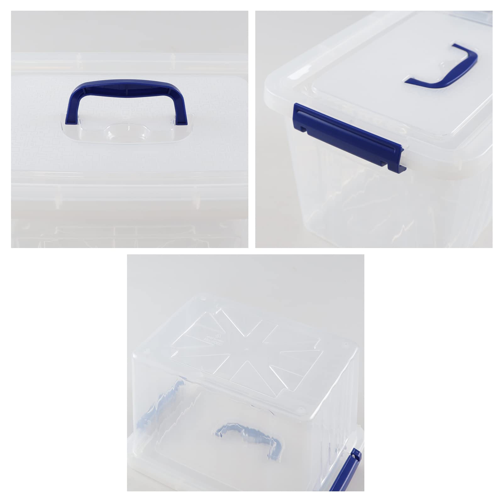 Vcansay 12 L Plastic Clear Storage Box, Lidded Storage Box, 6 Packs