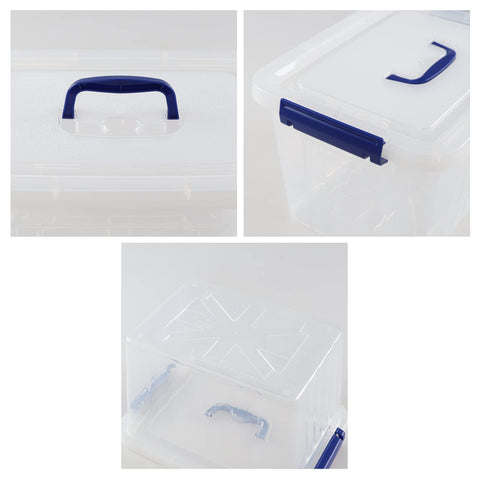 Vcansay 12 L Plastic Clear Storage Box, Lidded Storage Box, 6 Packs