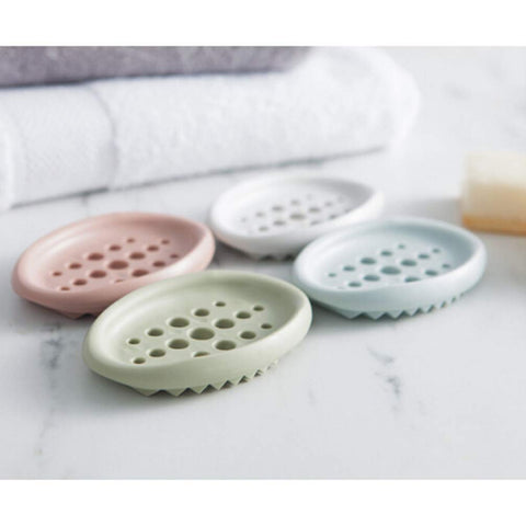 Alipis Silicone Soap Dish With Drainage Oval Soap Holder For Bathroom