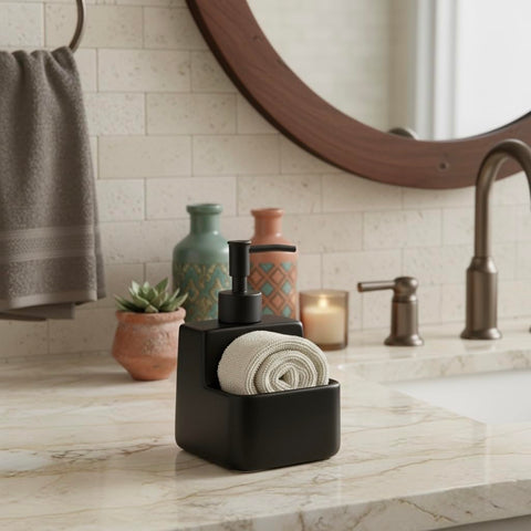Soap Dispenser with Sponge Holder – Modern Design and Functionality for Your Kitchen – For Sink-For Pump with Sponge Holder