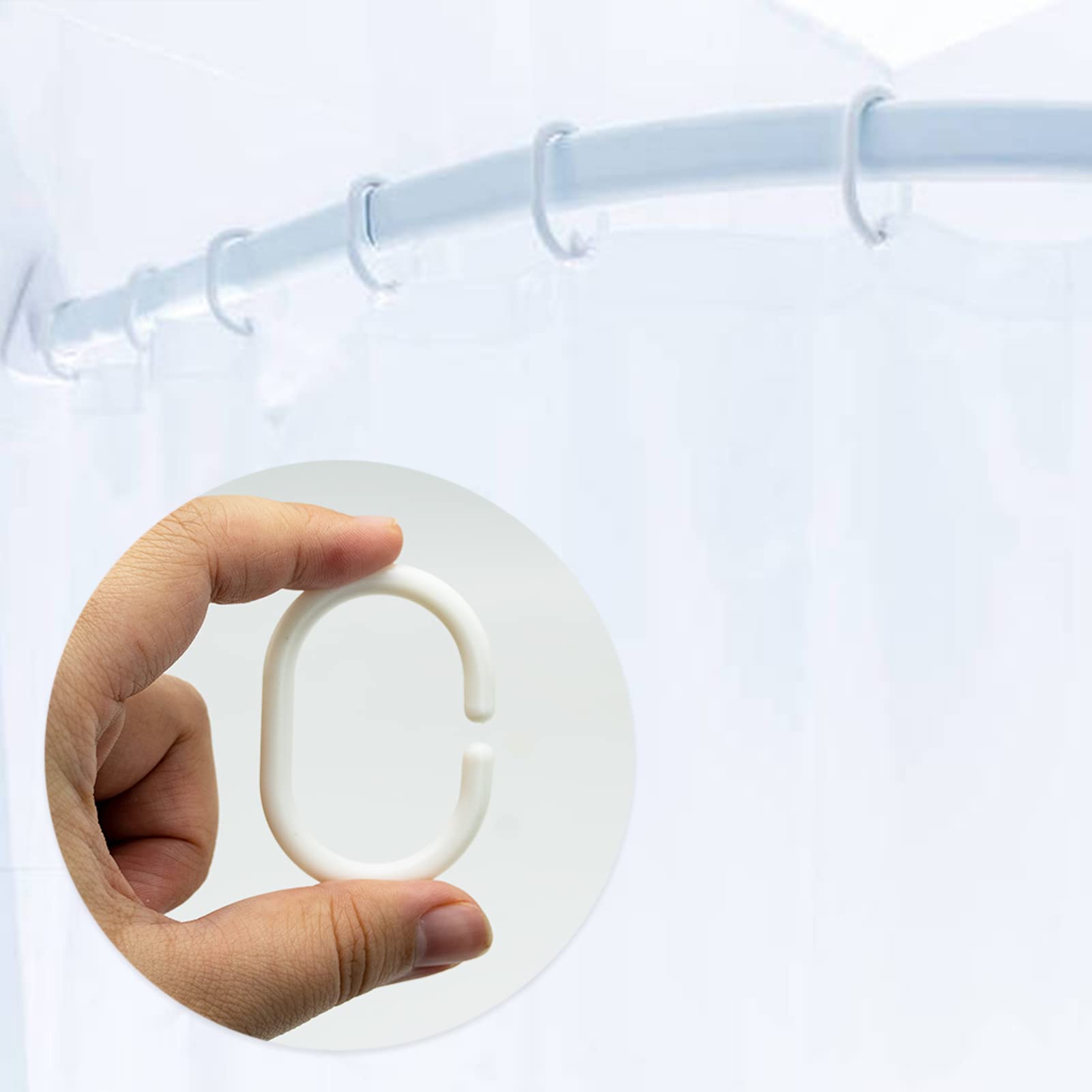 SZXMDKH Shower Curtain Rings - 12 Pack Plastic C-Shaped Hooks, White - For Bathroom Shower or Window Rod