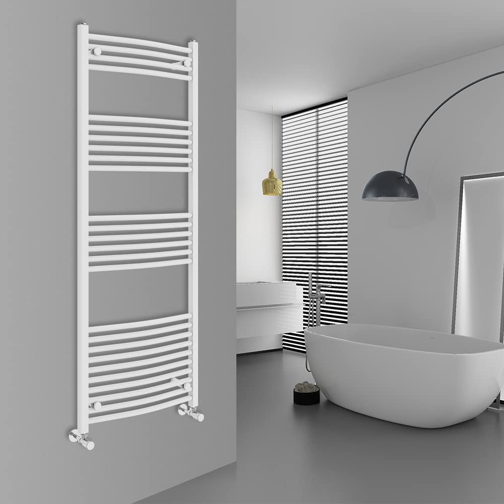 Warmehaus Curved Bathroom Heated Towel Rail Radiator White 1600x600mm