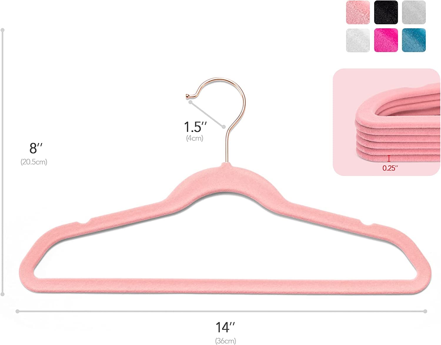 HOUSE DAY Kids Hangers, 60 Pack Velvet Coat Hangers, 14in, Ages 3-15, Pink