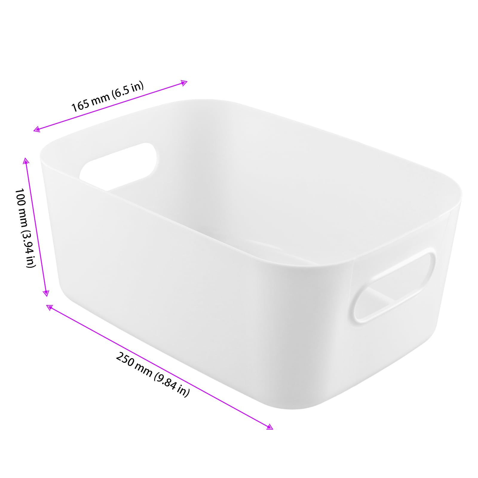 MAHIONG 15 PCS White Plastic Storage Boxes, 25 x 16.5 x 10cm White Storage Baskets with Handle, Kitchen Cupboard Organiser