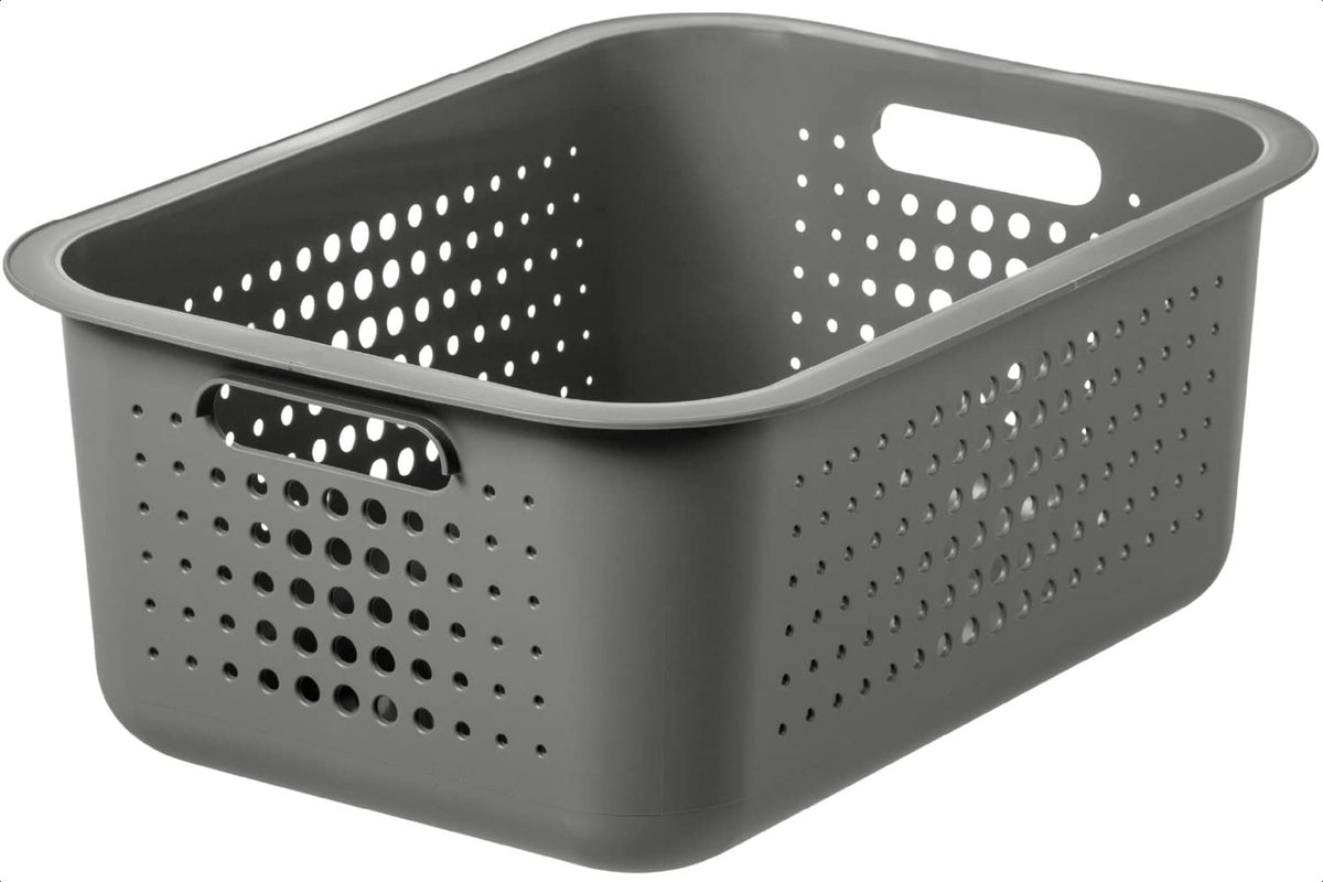 SmartStore 10L Recycled Plastic Storage Basket with handles - Taupe - Sustainable, Stackable and Nestable - 10 Year Guarantee - Medium basket
