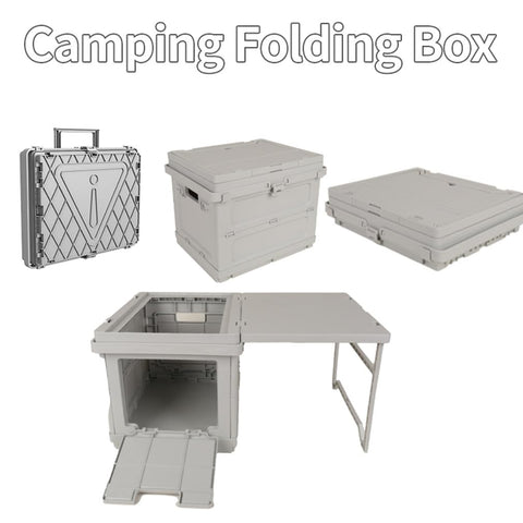 beolur 2-in-1 Foldable Storage Box & Table – Collapsible Organizer with Pull-Out Tabletop, Space-Saving for Car Boot, Campervan, RV & Home, ABS+PP