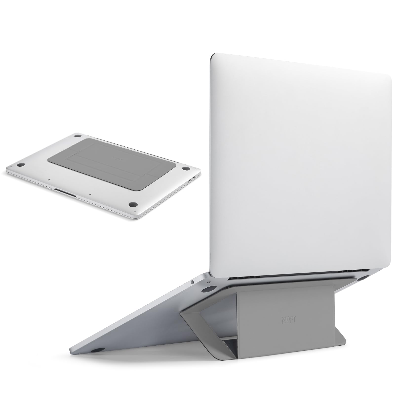 MOFT Laptop Stand for Desk, Adhesive Airflow Laptop Stand with Open Design for Heat Dissipation, 2 Adjustable Viewing Angles