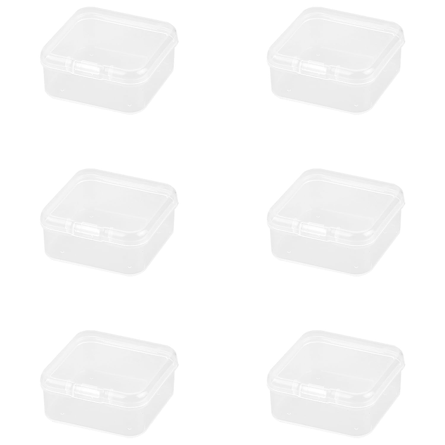 Rumyve 6Pcs Clear Plastic Storage Boxes with Lids - Mini Rectangular Containers for Beads, Business Cards, Pills, and Small Items(4.5 * 4.5 * 2 cm)
