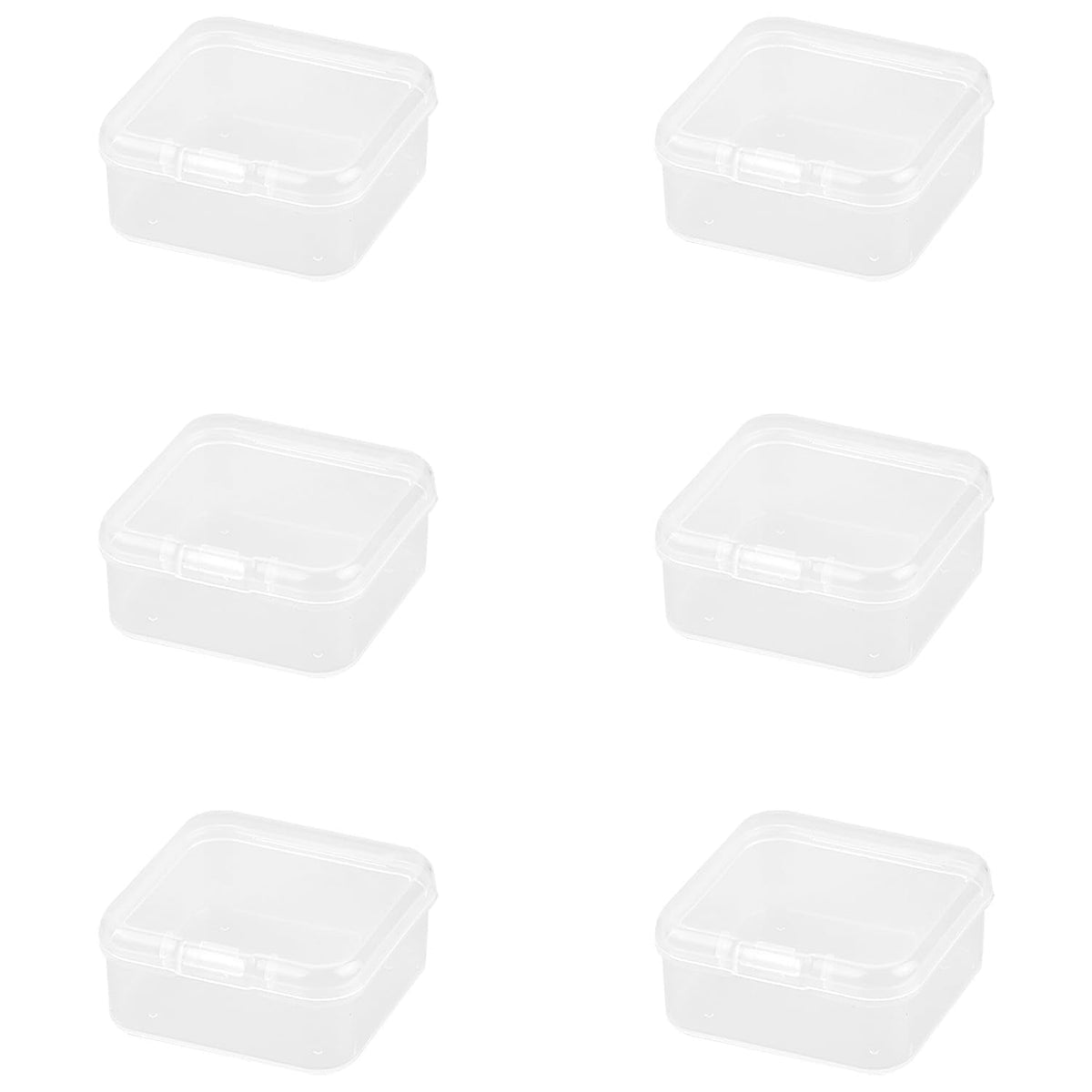 Rumyve 6Pcs Clear Plastic Storage Boxes with Lids - Mini Rectangular Containers for Beads, Business Cards, Pills, and Small Items(4.5 * 4.5 * 2 cm)