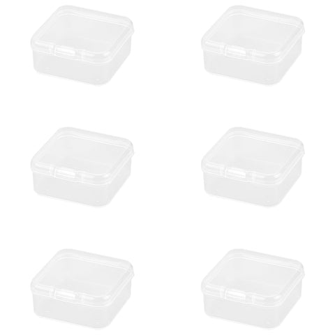 Rumyve 6Pcs Clear Plastic Storage Boxes with Lids - Mini Rectangular Containers for Beads, Business Cards, Pills, and Small Items(4.5 * 4.5 * 2 cm)
