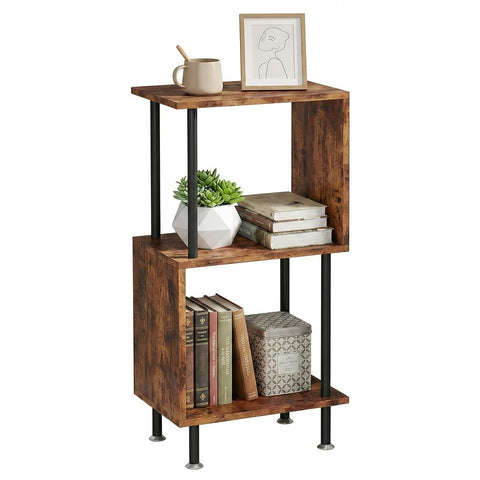 Caossuixin 3-Tier Wooden Side Table,S-Shaped Sofa Side Table,36 * 24 * 72cm