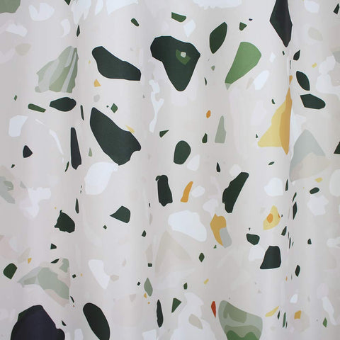 EurCross Green Shower Curtains Mould proof resistant, Washable Weighted Fabric Wet Room Shower Curtain with Terrazzo Pattern 180 x 180 cm Drop