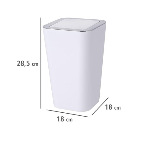 WENKO Candy Swing Cover Bin, ABS/PS, White/Chrome, 18 x 18 x 28.5 cm