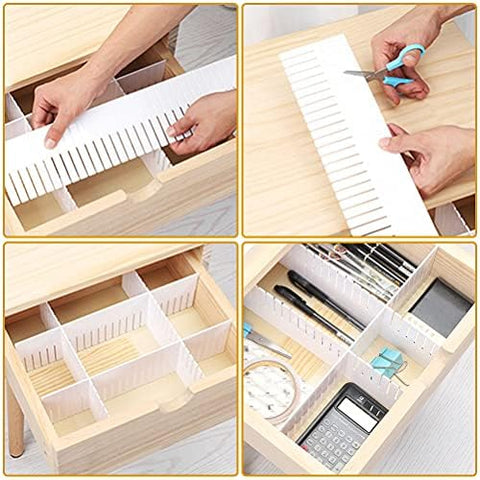 OctBird 10Pcs Drawer Dividers with 30 Pcs Securing Clip(Increase Firmness),Grid Drawer Dividers Adjustable Compartment for Closet Lingerie
