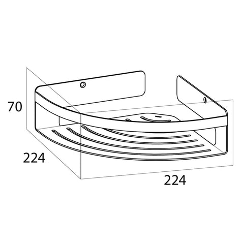 Tiger Caddy Corner Shower Basket, Stainless Steel Brushed, 22.4 x 7 x 22.4 cm