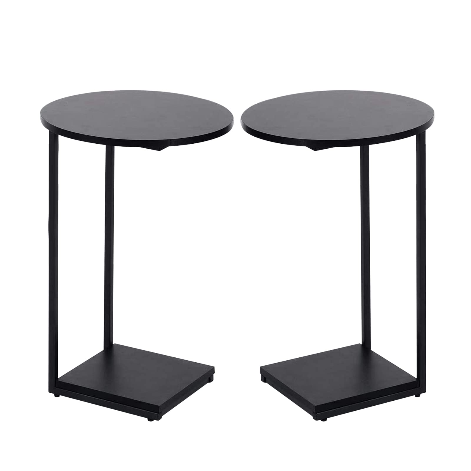 HDANI C-Shaped Side Table,Round End Table under Sofa,Bedside Table,Sofa Side Table with Metal Frame, Small Coffee Snack Table for Living Room
