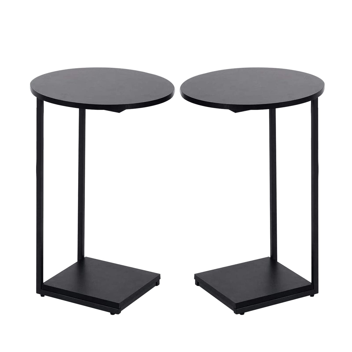 HDANI C-Shaped Side Table,Round End Table under Sofa,Bedside Table,Sofa Side Table with Metal Frame, Small Coffee Snack Table for Living Room