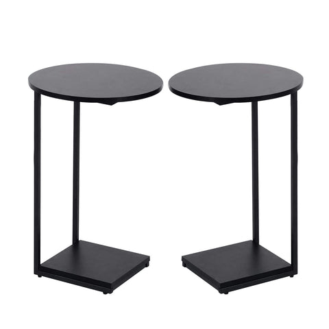 HDANI C-Shaped Side Table,Round End Table under Sofa,Bedside Table,Sofa Side Table with Metal Frame, Small Coffee Snack Table for Living Room