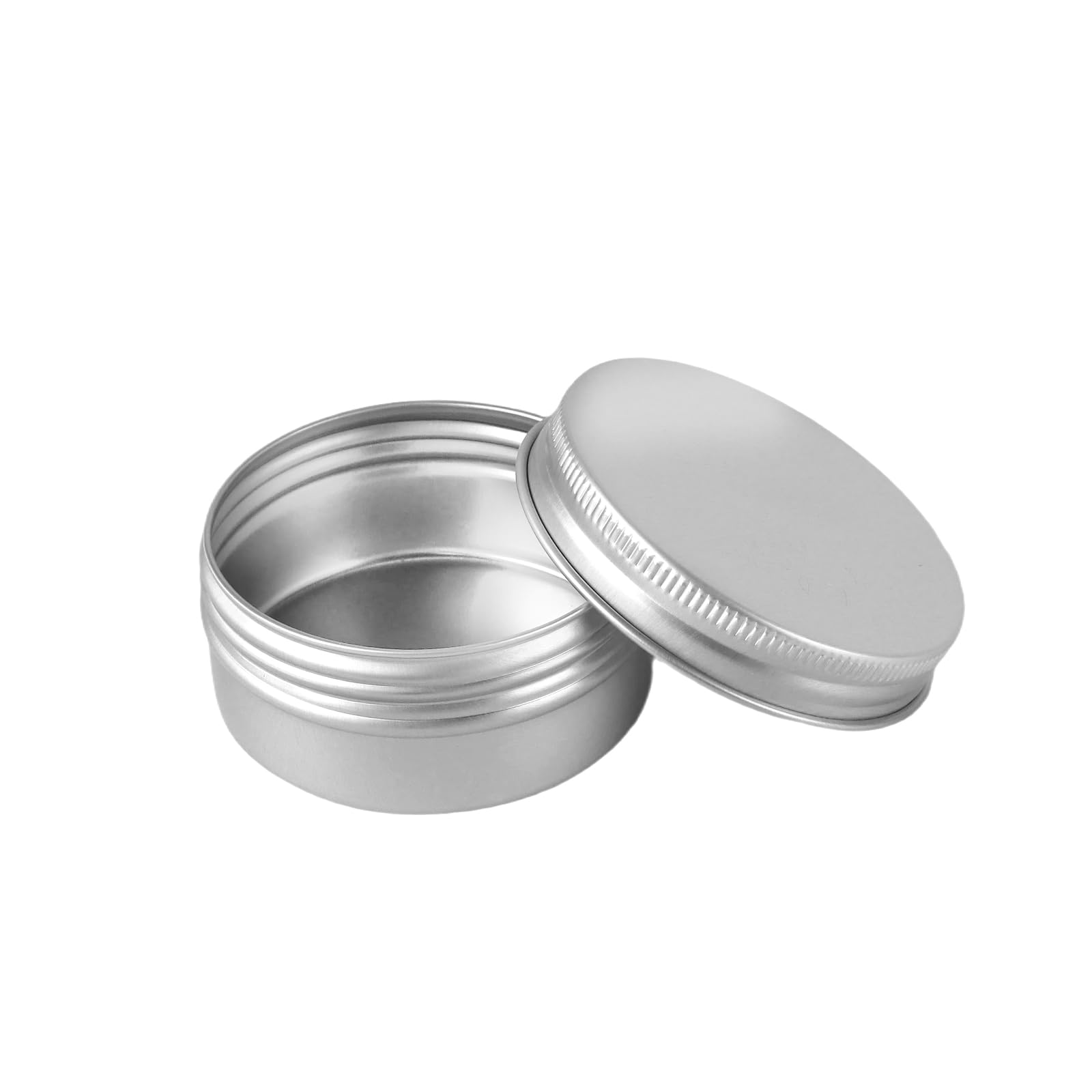 MANCHAP 20 Pack 50ml Aluminum Tin Jars, 57x27mm Silver Metal Storage Containers with Screw Lid for Beard Balm, Spices