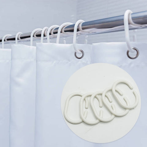 SZXMDKH Shower Curtain Rings - 12 Pack Plastic C-Shaped Hooks, White - For Bathroom Shower or Window Rod