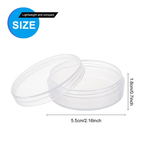 BENECREAT 20Pack PP Round Bead Storage Containers Cylinder Bead Containers Clear Storage Organizer Box 5.5x1.8cm with Screw Lids for Eye Shadow